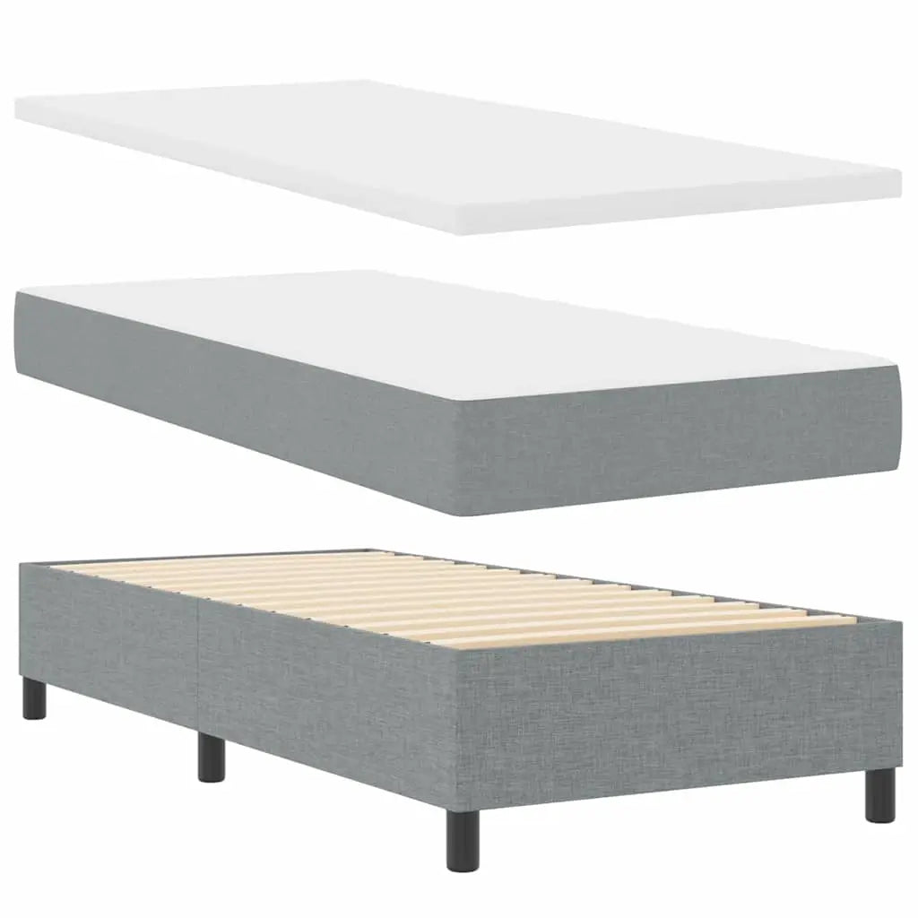 Lit à ressorts avec tête de lit Gris clair 90 x 190 cm tissu - XIOS