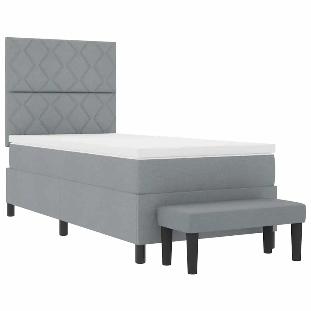 Lit à ressorts avec tête de lit Gris clair 90 x 190 cm tissu - XIOS