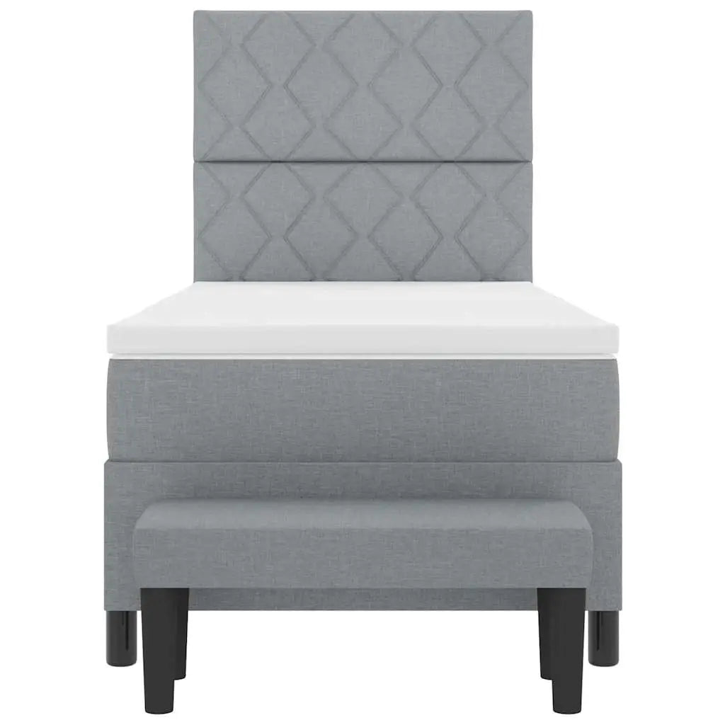 Lit à ressorts avec tête de lit Gris clair 90 x 190 cm tissu - XIOS