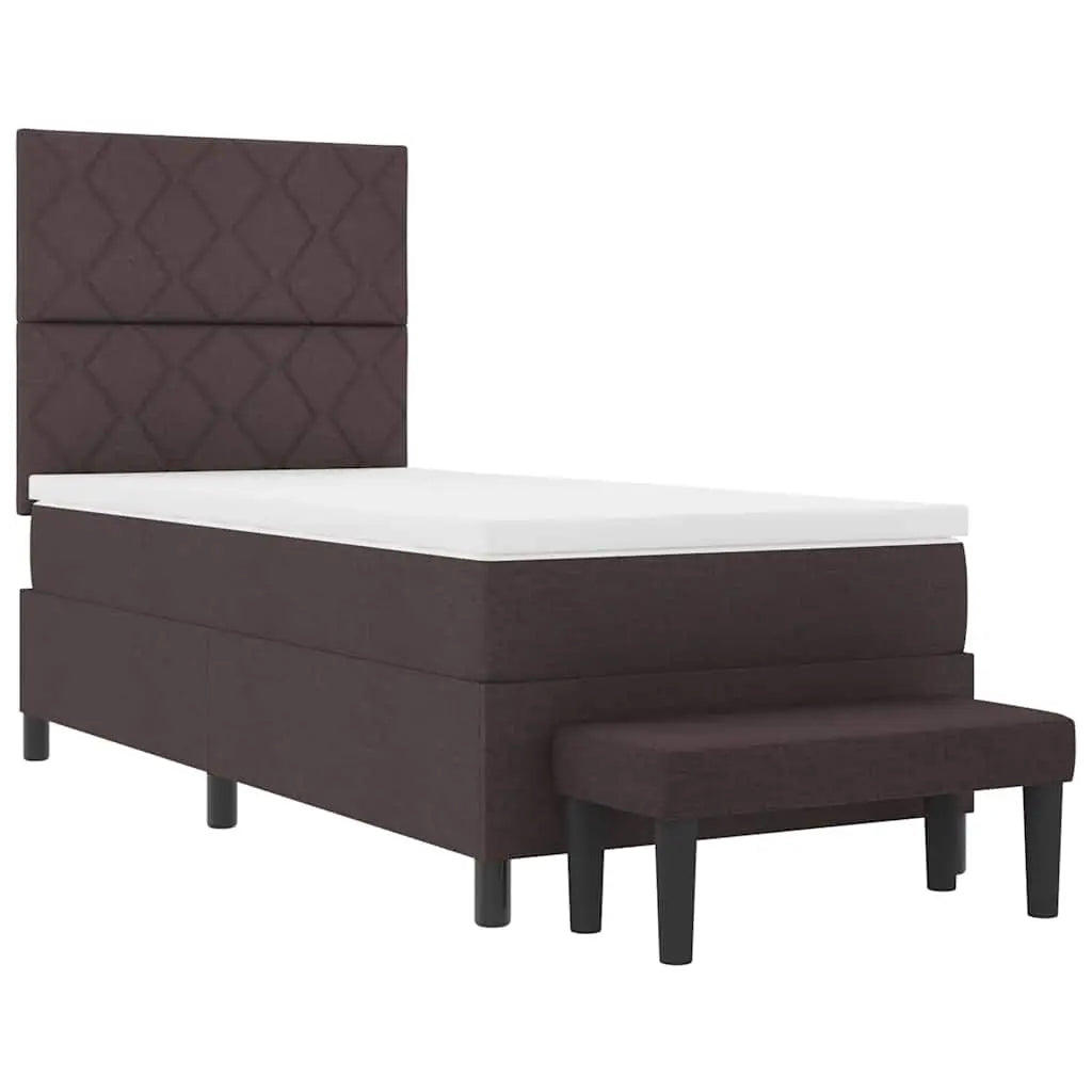 Lit à ressorts avec coussin Marron foncé 90 x 190 cm tissu - XIOS