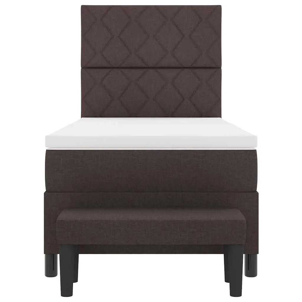 Lit à ressorts avec coussin Marron foncé 90 x 190 cm tissu - XIOS