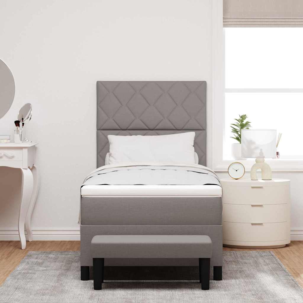 Lit à ressorts avec matelas Taupe 90 x 190 cm tissu - XIOS