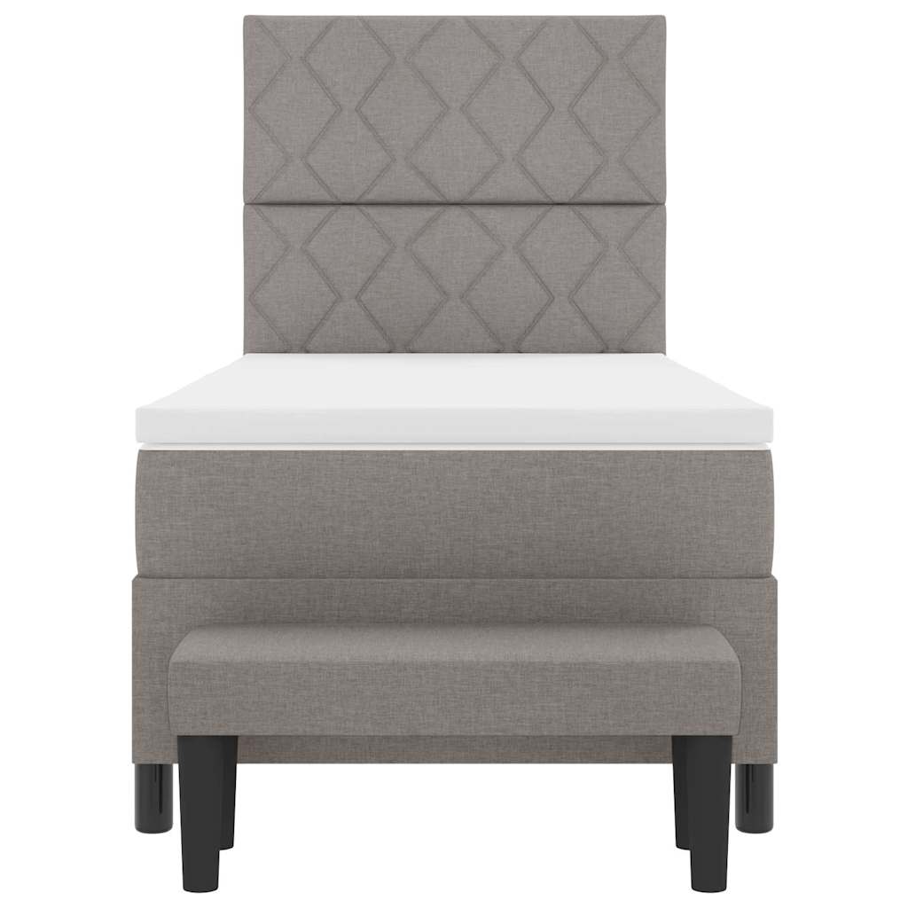 Lit à ressorts avec matelas Taupe 90 x 190 cm tissu - XIOS