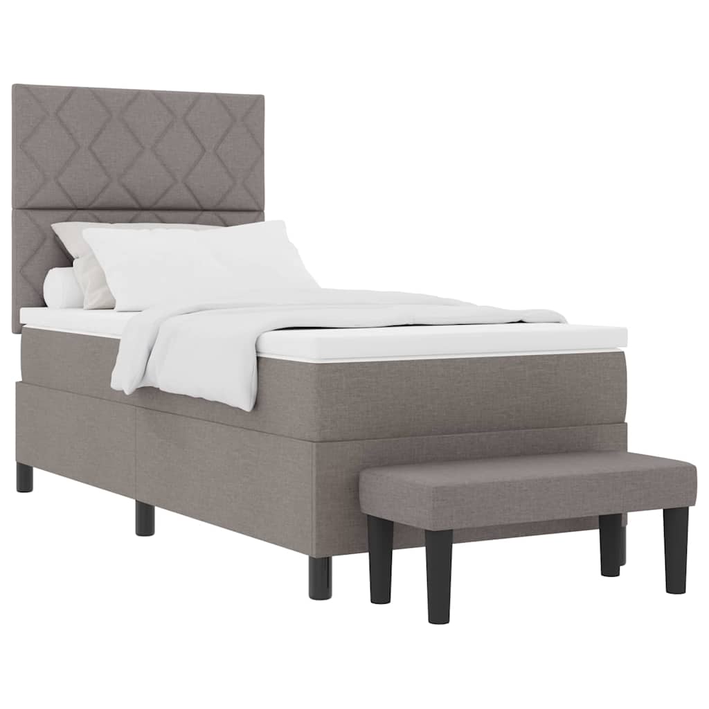 Lit à ressorts avec matelas Taupe 90 x 190 cm tissu - XIOS