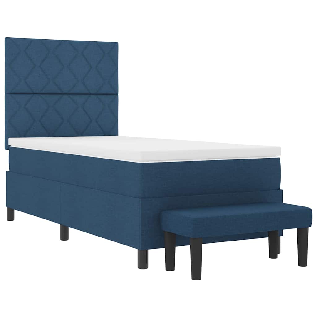 Lit à ressorts avec coussin Bleu 90 x 190 cm tissu