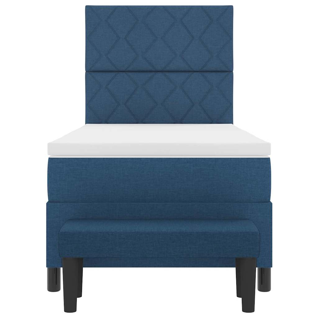 Lit à ressorts avec coussin Bleu 90 x 190 cm tissu