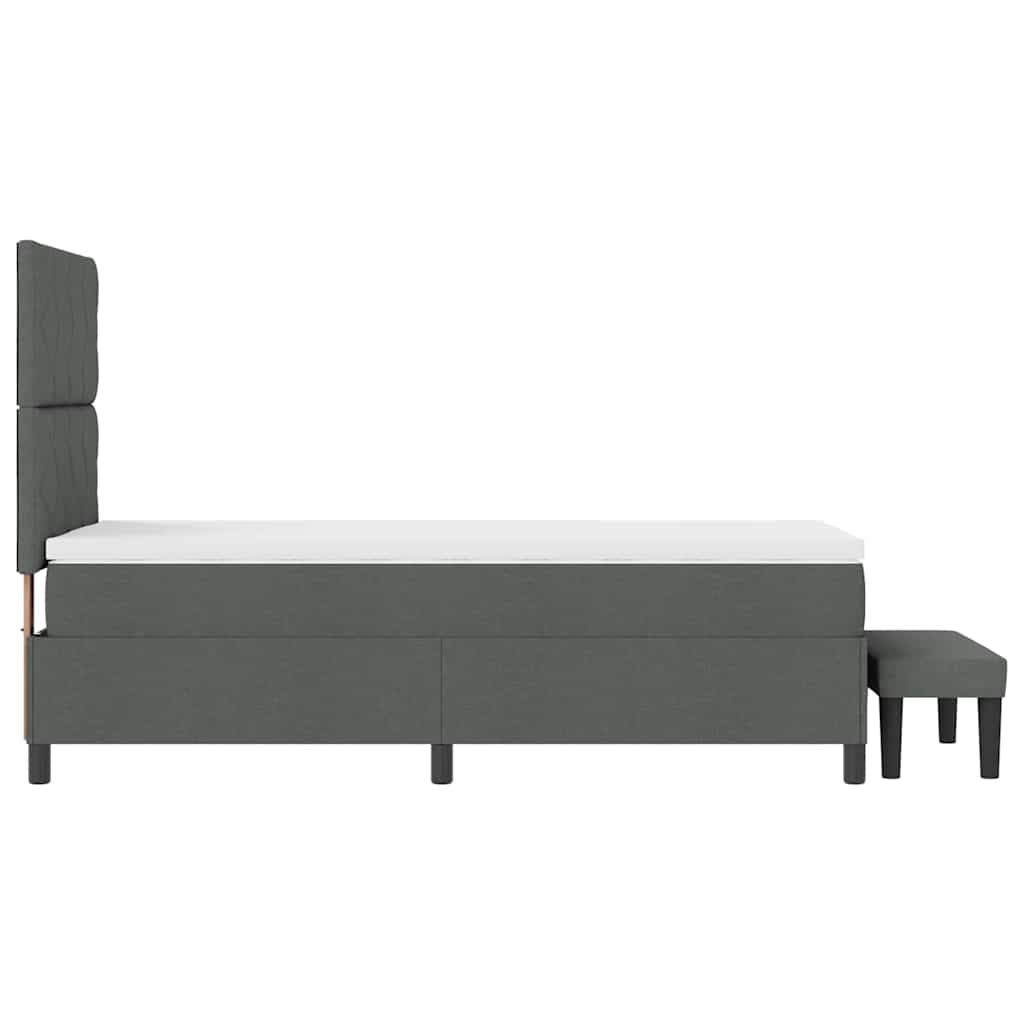 Lit à ressorts avec tête de lit Gris foncé 90 x 200 cm tissu