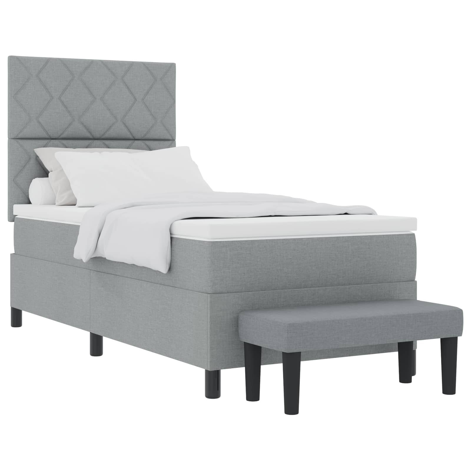 Lit à ressorts avec matelas Gris clair 100 x 200 cm tissu