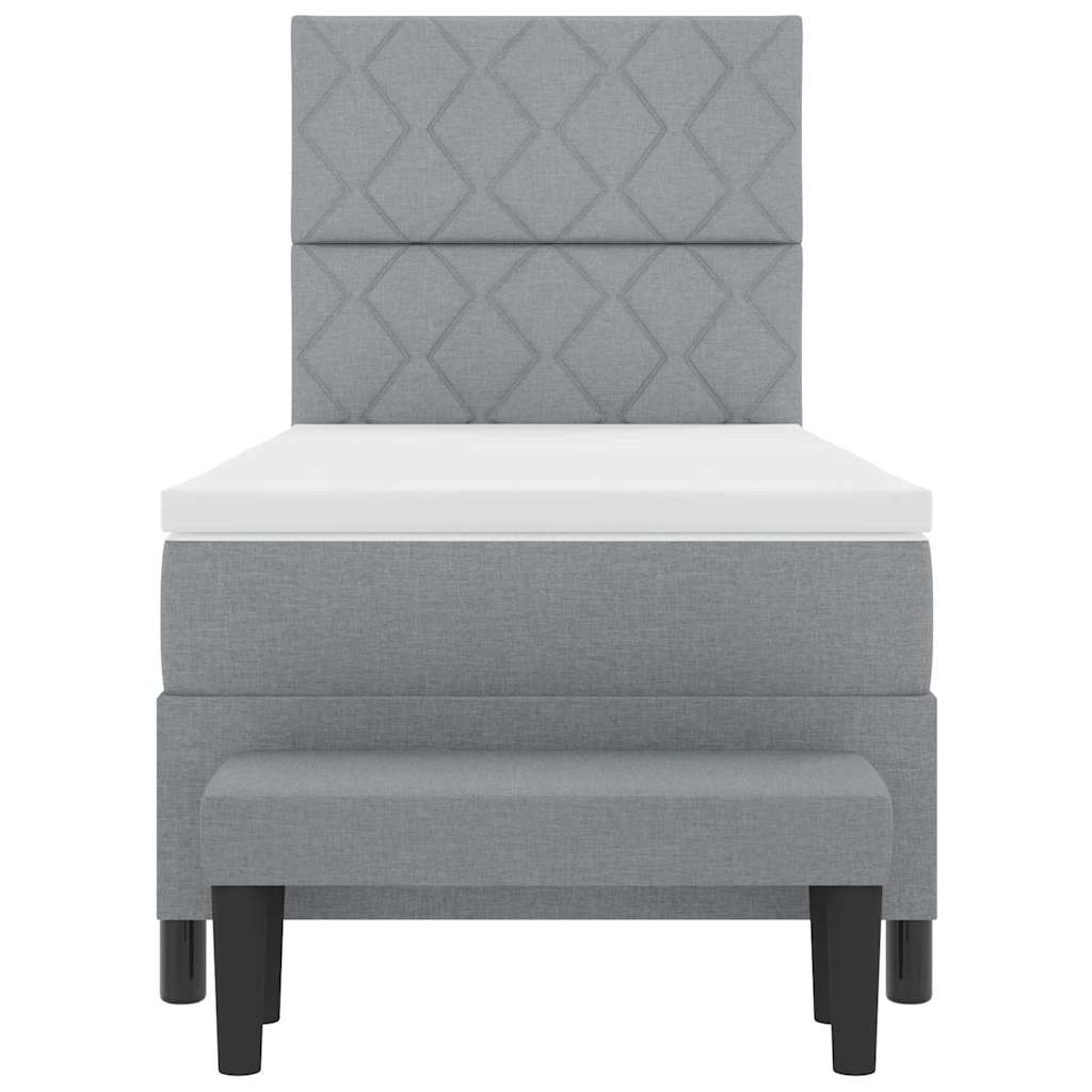 Lit à ressorts avec matelas Gris clair 100 x 200 cm tissu