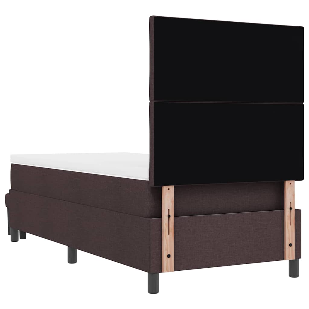 Lit à ressorts avec tête de lit Marron foncé 100 x 200 cm tissu