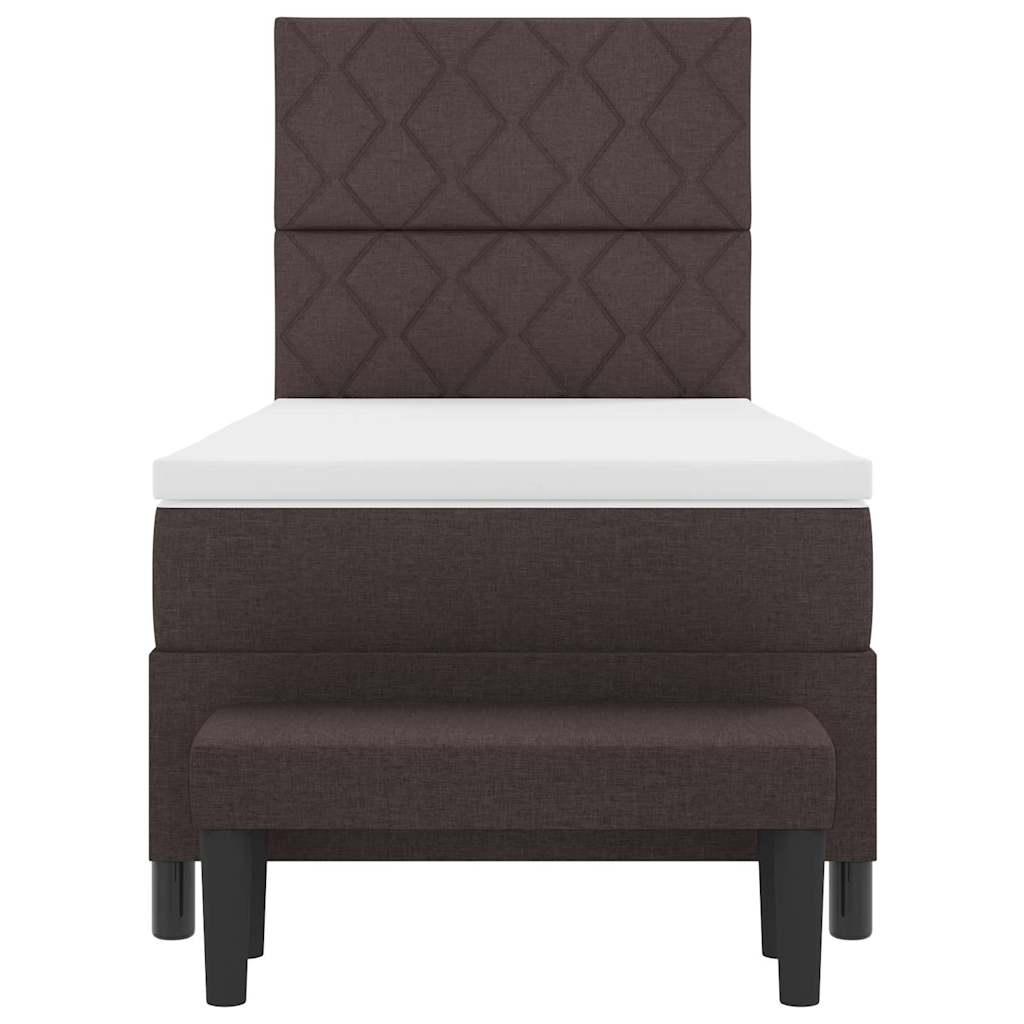 Lit à ressorts avec tête de lit Marron foncé 100 x 200 cm tissu