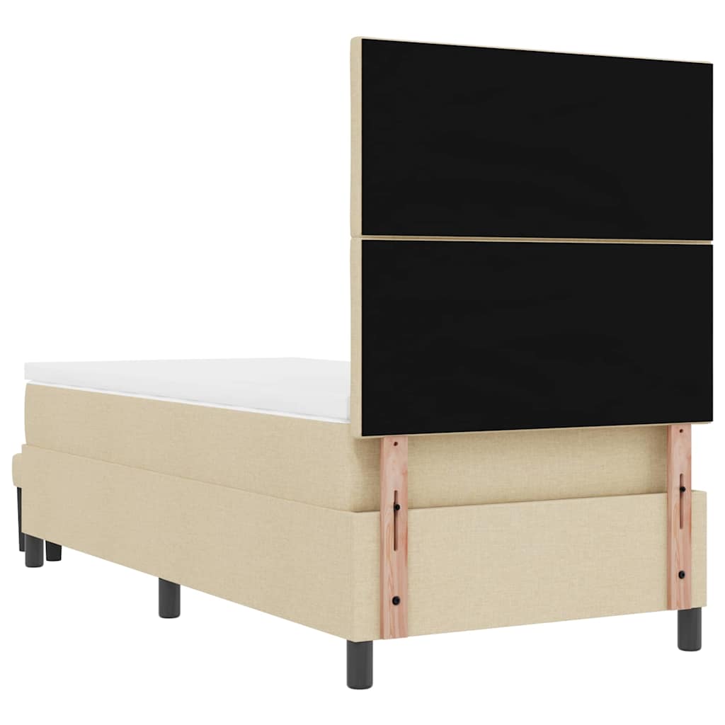 Lit à ressorts avec tête de lit Crème 100 x 200 cm tissu - XIOS