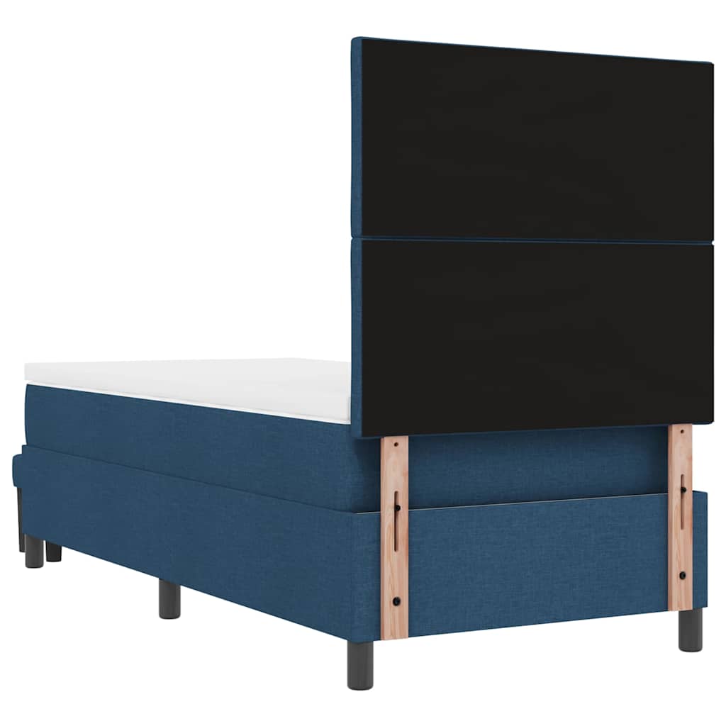 Lit à ressorts avec tête de lit Bleu 100 x 200 cm tissu
