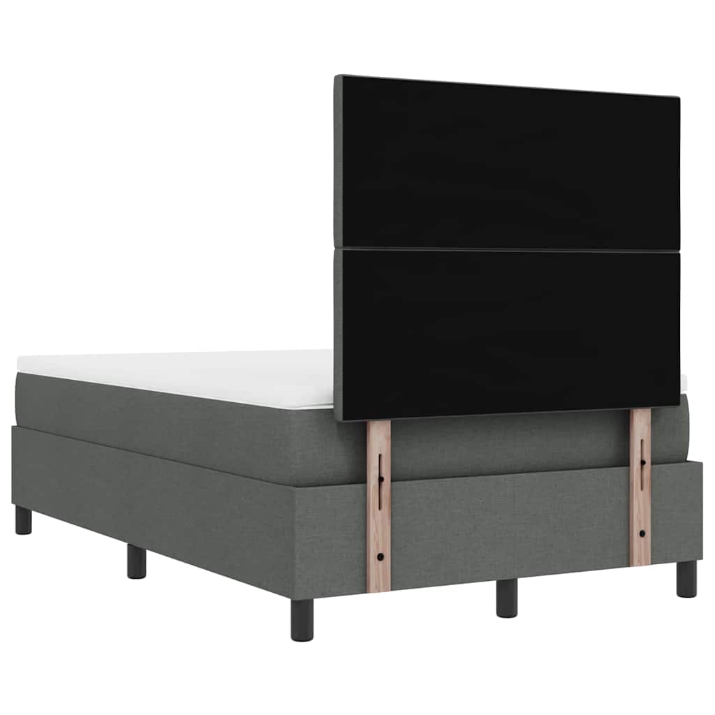 Lit à ressorts avec tête de lit Gris foncé 120 x 190 cm tissu