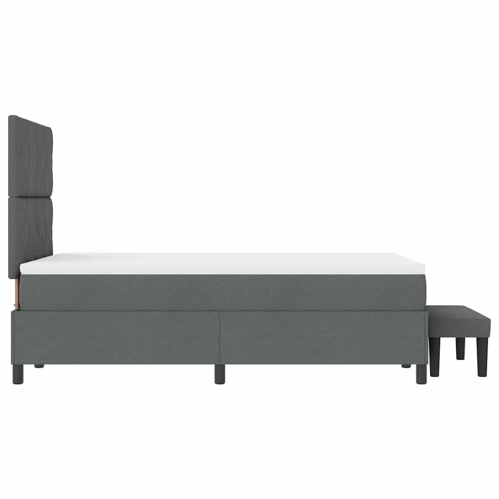 Lit à ressorts avec tête de lit Gris foncé 120 x 190 cm tissu