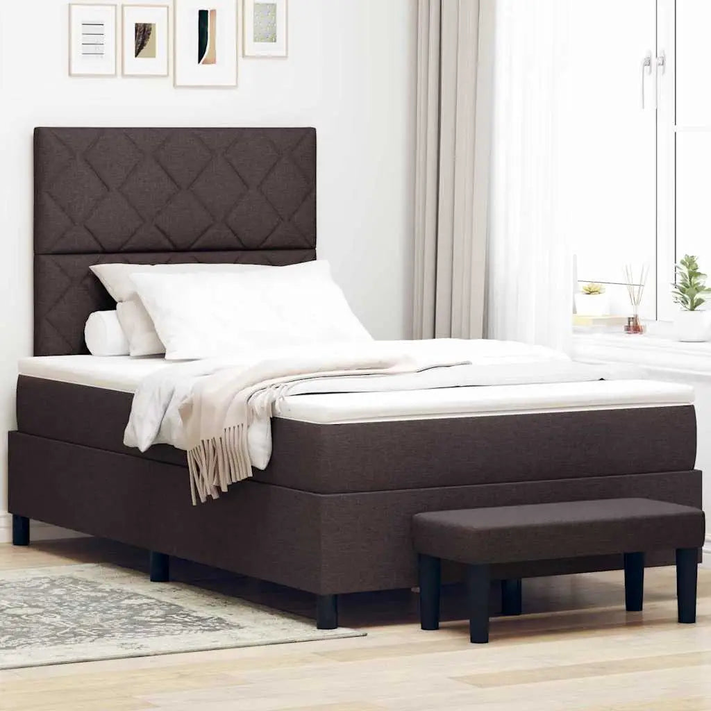 Lit à ressorts avec tête de lit Marron foncé 120 x 190 cm tissu - XIOS