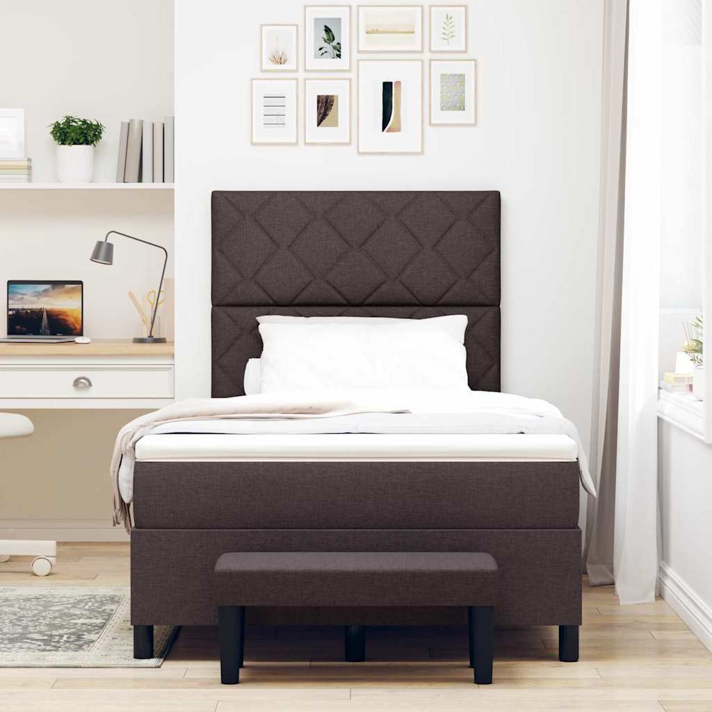 Lit à ressorts avec tête de lit Marron foncé 120 x 190 cm tissu - XIOS