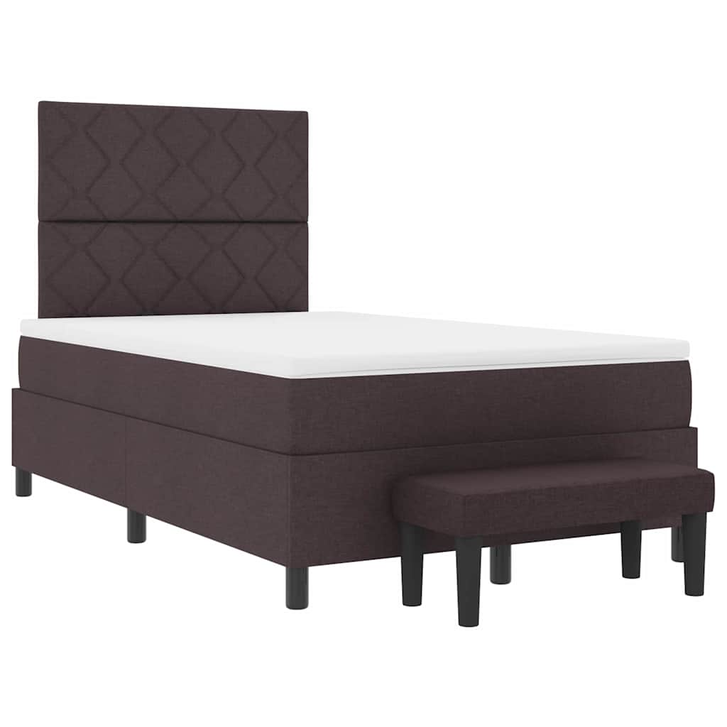 Lit à ressorts avec tête de lit Marron foncé 120 x 190 cm tissu - XIOS