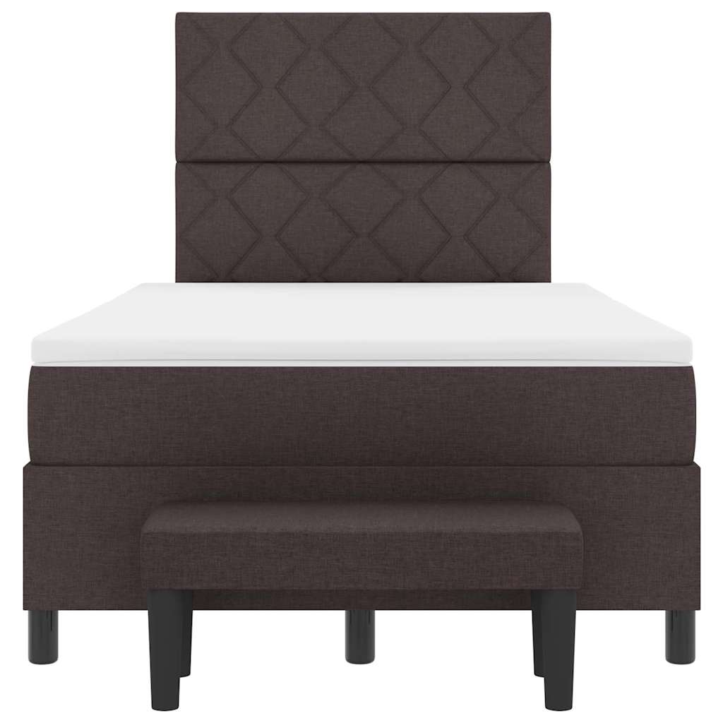 Lit à ressorts avec tête de lit Marron foncé 120 x 190 cm tissu - XIOS
