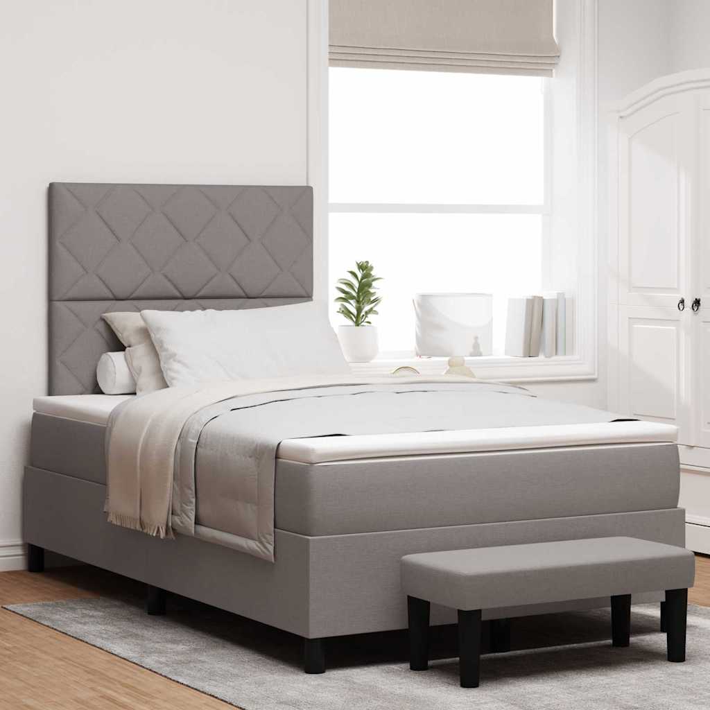 Lit à ressorts avec matelas Taupe 120 x 190 cm tissu - XIOS
