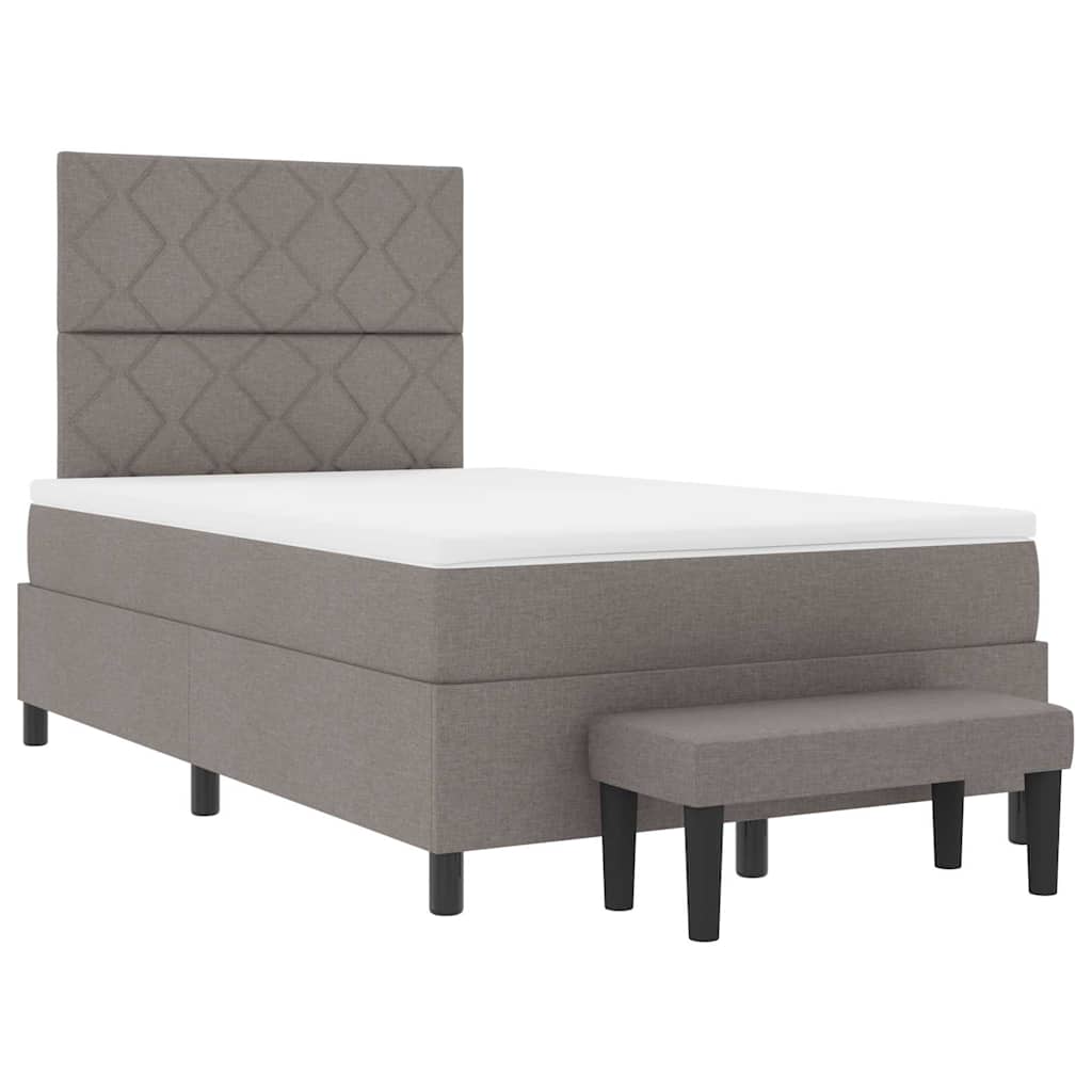 Lit à ressorts avec matelas Taupe 120 x 190 cm tissu - XIOS