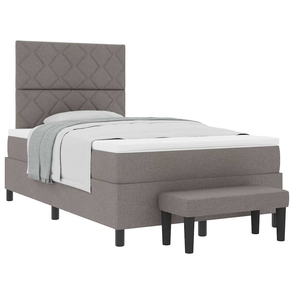 Lit à ressorts avec matelas Taupe 120 x 190 cm tissu - XIOS