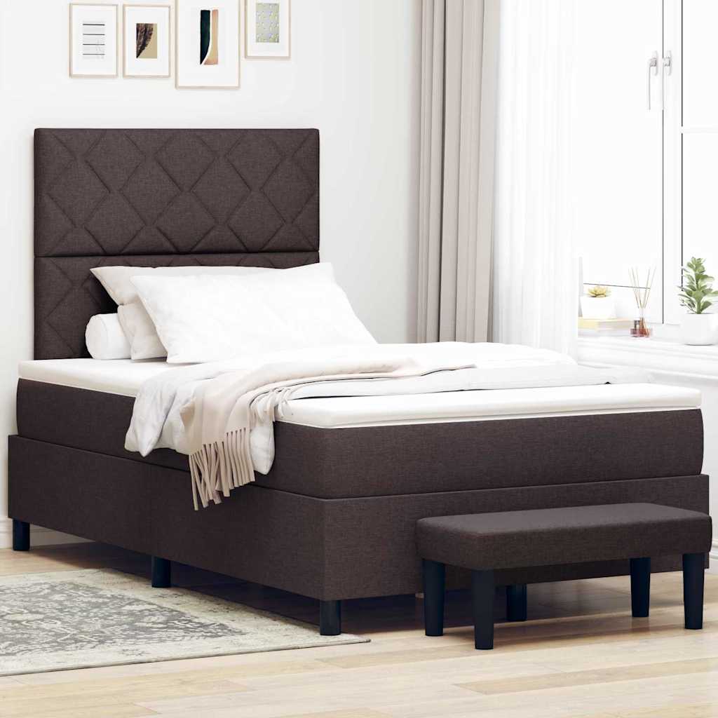 Lit à ressorts avec matelas Marron foncé 120 x 200 cm tissu - XIOS