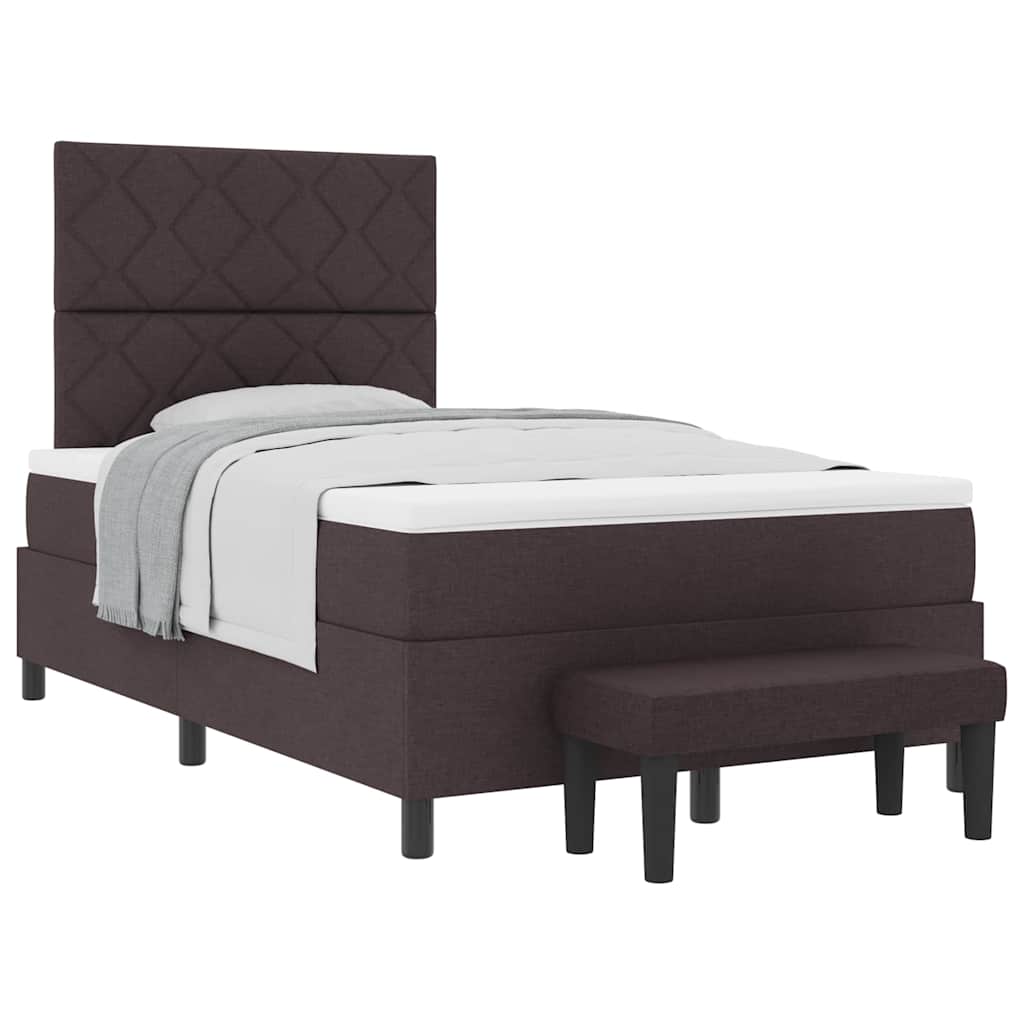 Lit à ressorts avec matelas Marron foncé 120 x 200 cm tissu - XIOS
