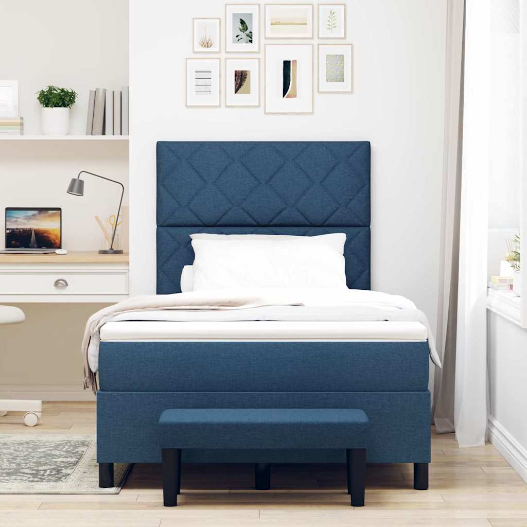 Lit à ressorts avec matelas Bleu 120 x 200 cm tissu - XIOS