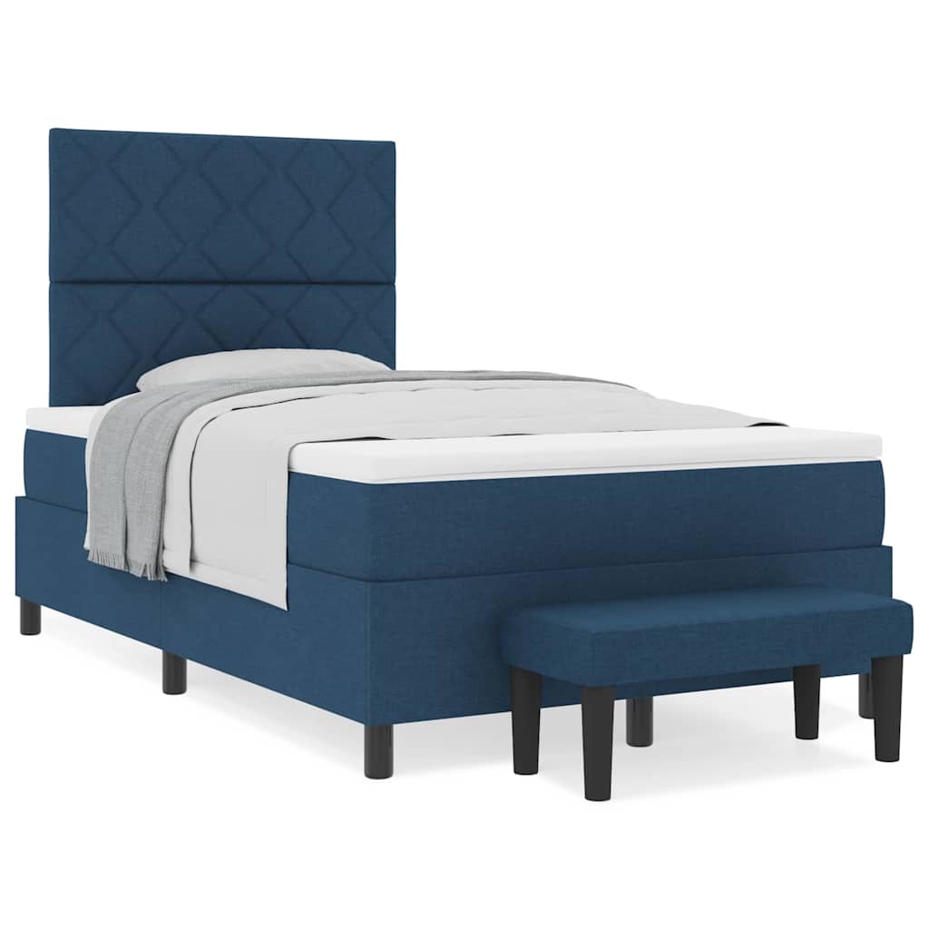 Lit à ressorts avec matelas Bleu 120 x 200 cm tissu - XIOS