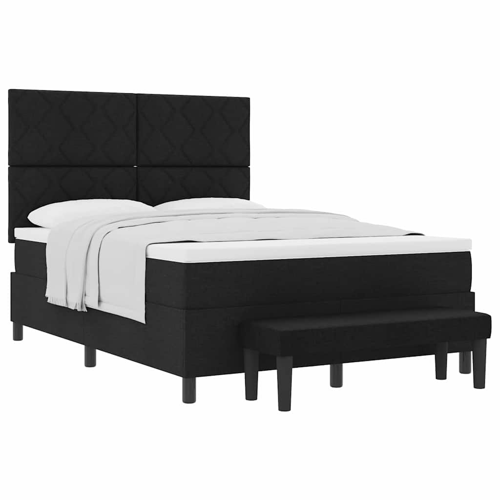 Lit à ressorts avec matelas Noir 140 x 190 cm tissu - XIOS