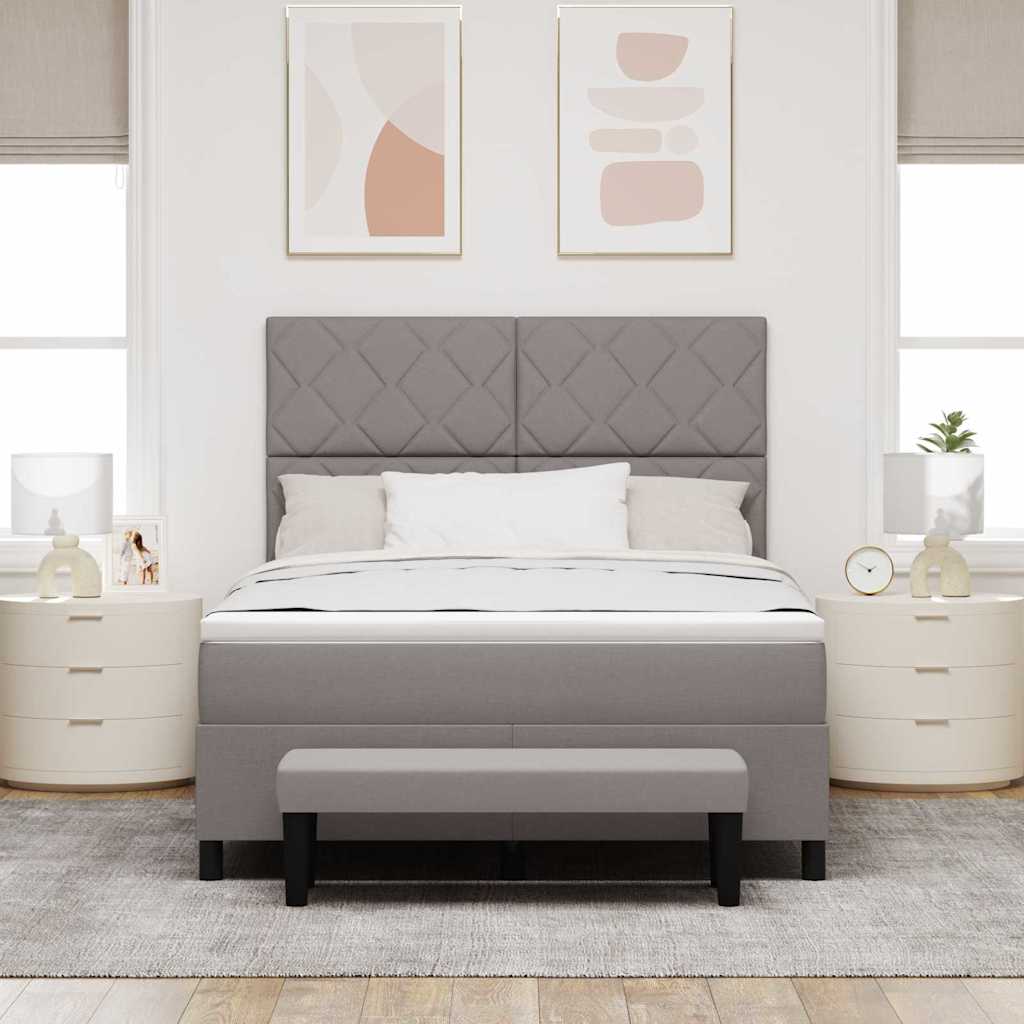 Lit à ressorts avec tête de lit Taupe 140 x 190 cm tissu