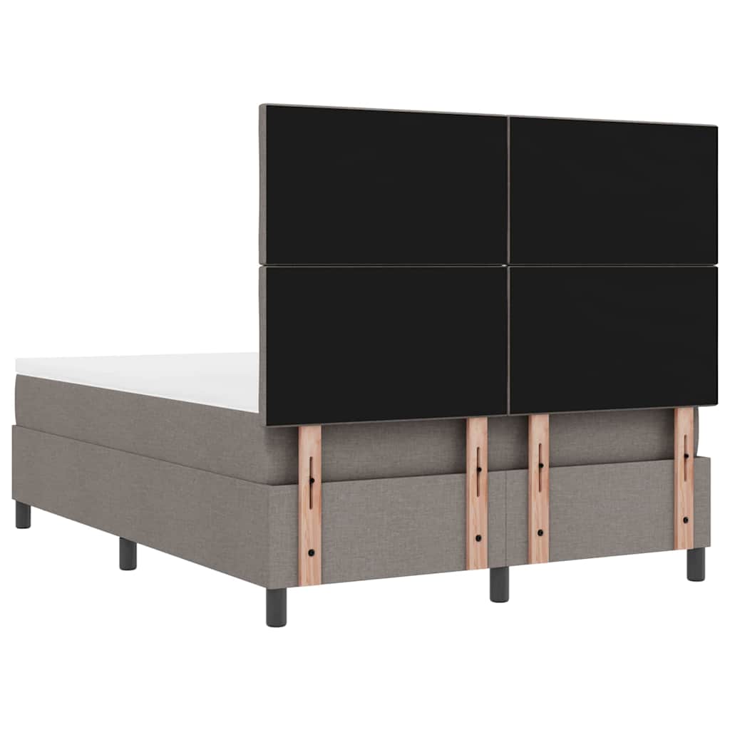 Lit à ressorts avec tête de lit Taupe 140 x 190 cm tissu