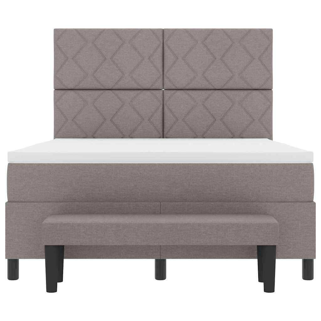 Lit à ressorts avec tête de lit Taupe 140 x 190 cm tissu