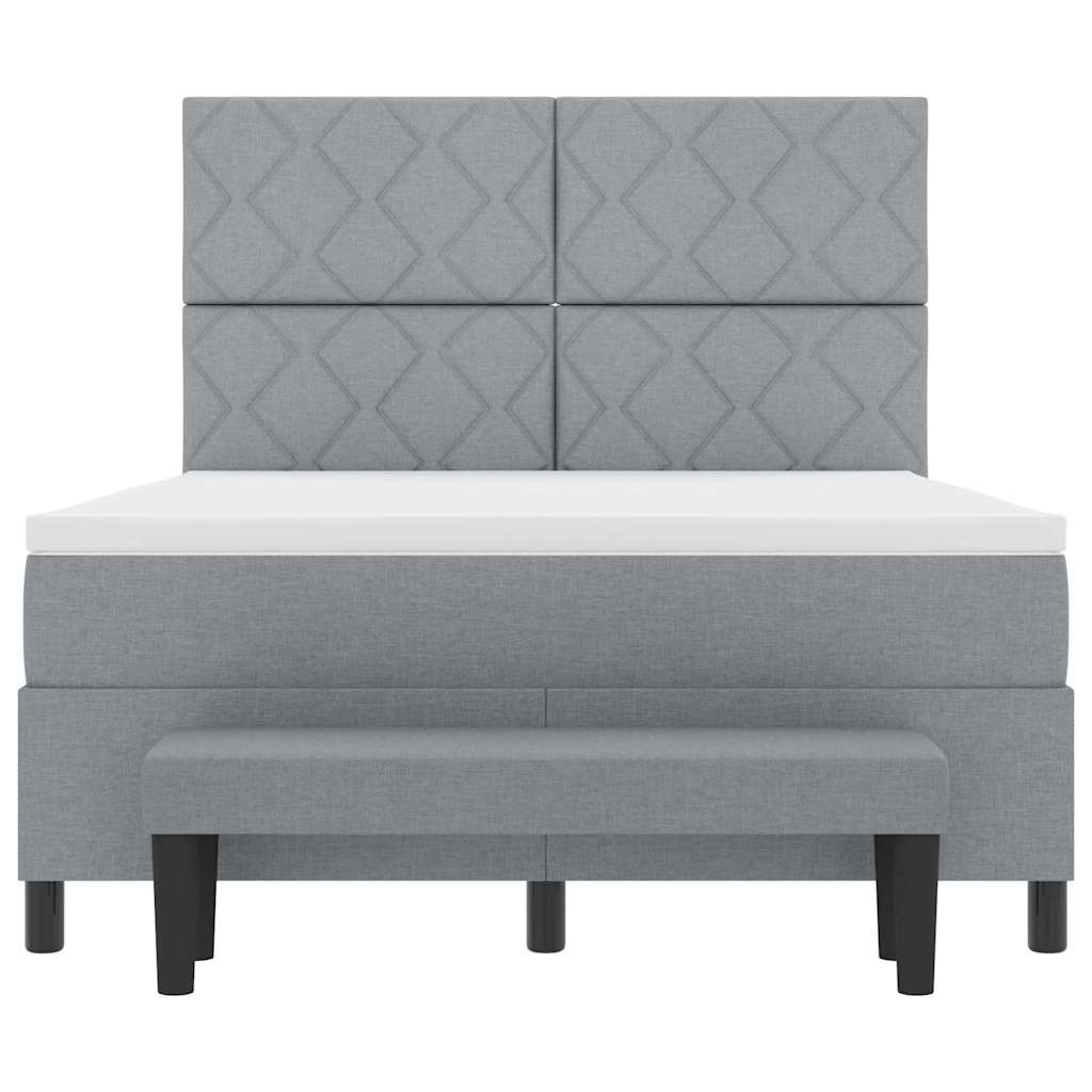 Lit à ressorts avec matelas Gris clair 140 x 200 cm tissu - XIOS