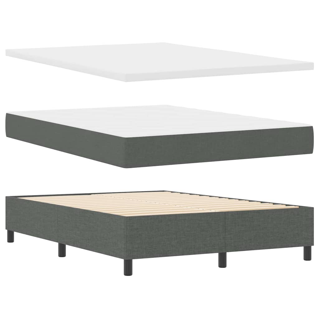 Lit à ressorts avec matelas Gris foncé 140 x 200 cm tissu - XIOS
