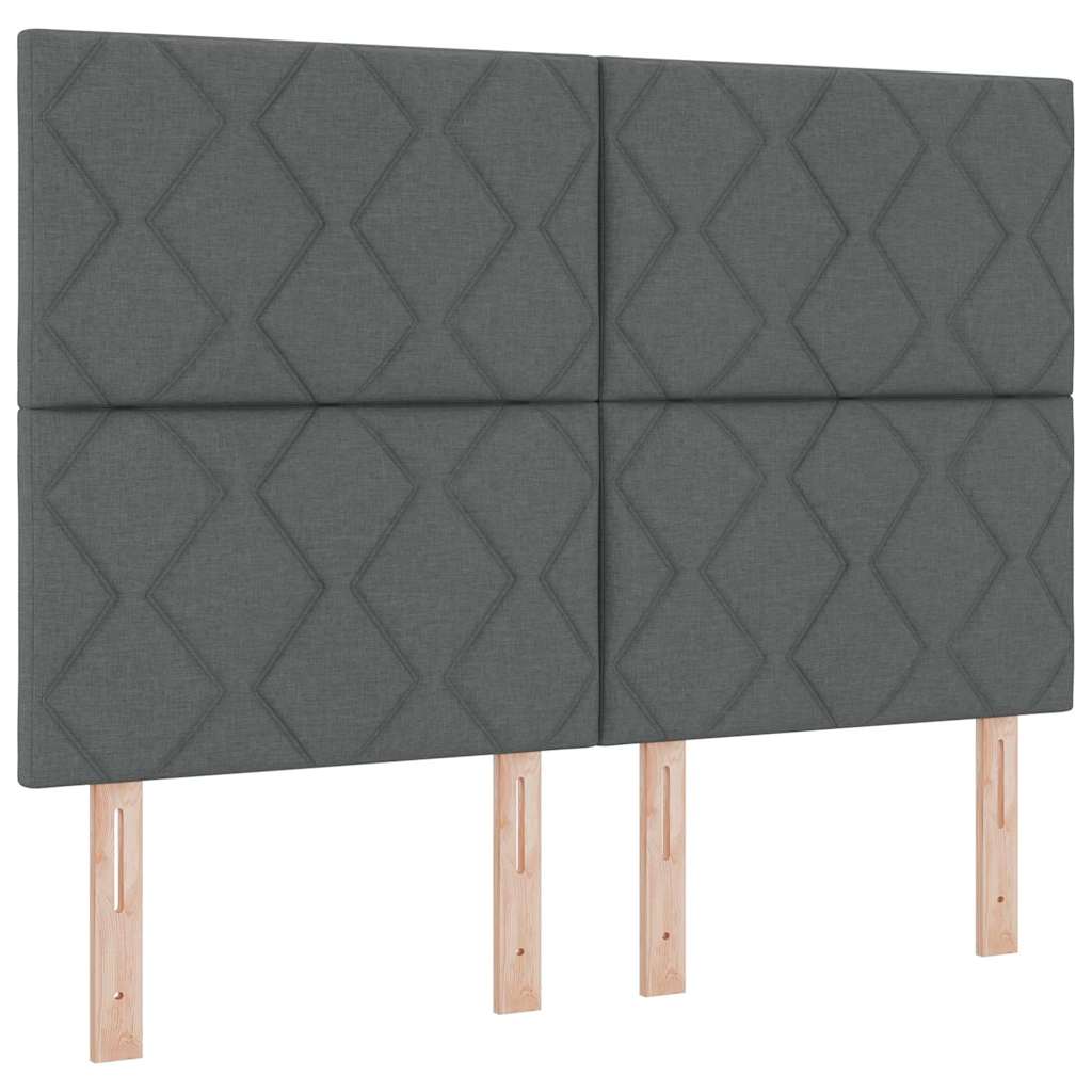 Lit à ressorts avec matelas Gris foncé 140 x 200 cm tissu - XIOS