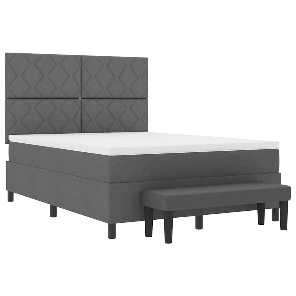 Lit à ressorts avec matelas Gris foncé 140 x 200 cm tissu - XIOS