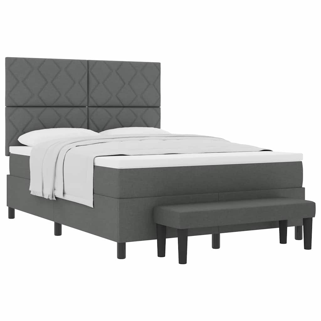 Lit à ressorts avec matelas Gris foncé 140 x 200 cm tissu - XIOS