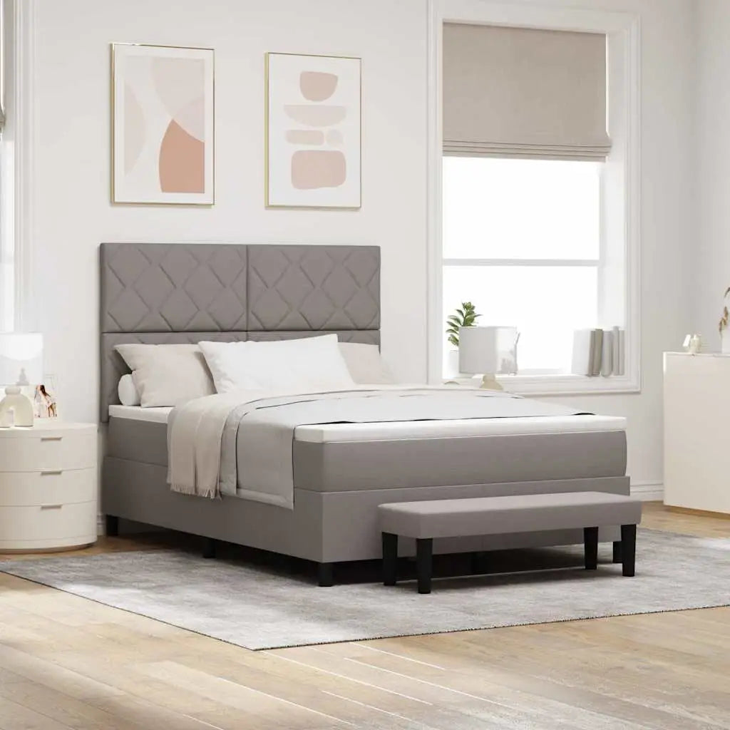 Lit à ressorts avec coussin Taupe 140 x 200 cm tissu - XIOS