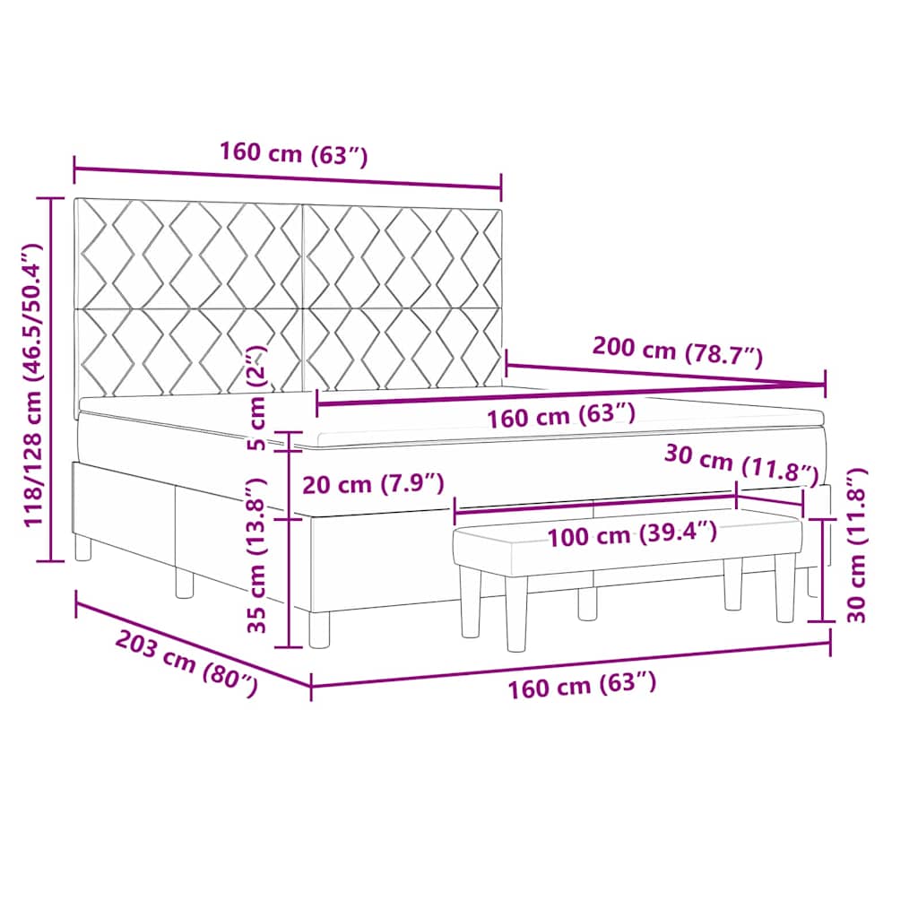 Lit à ressorts avec matelas Gris clair 160 x 200 cm tissu - XIOS