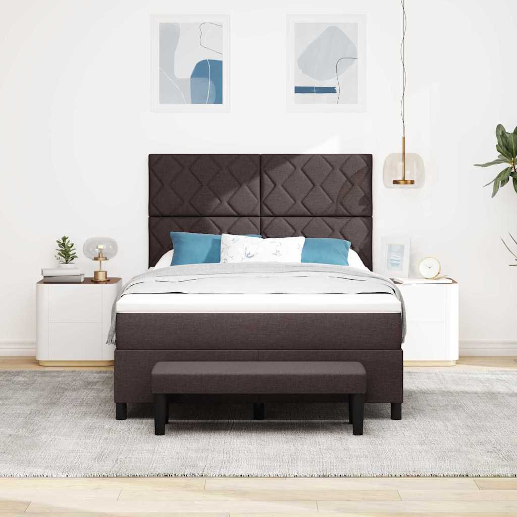 Lit à ressorts avec matelas Marron foncé 160 x 200 cm tissu - XIOS