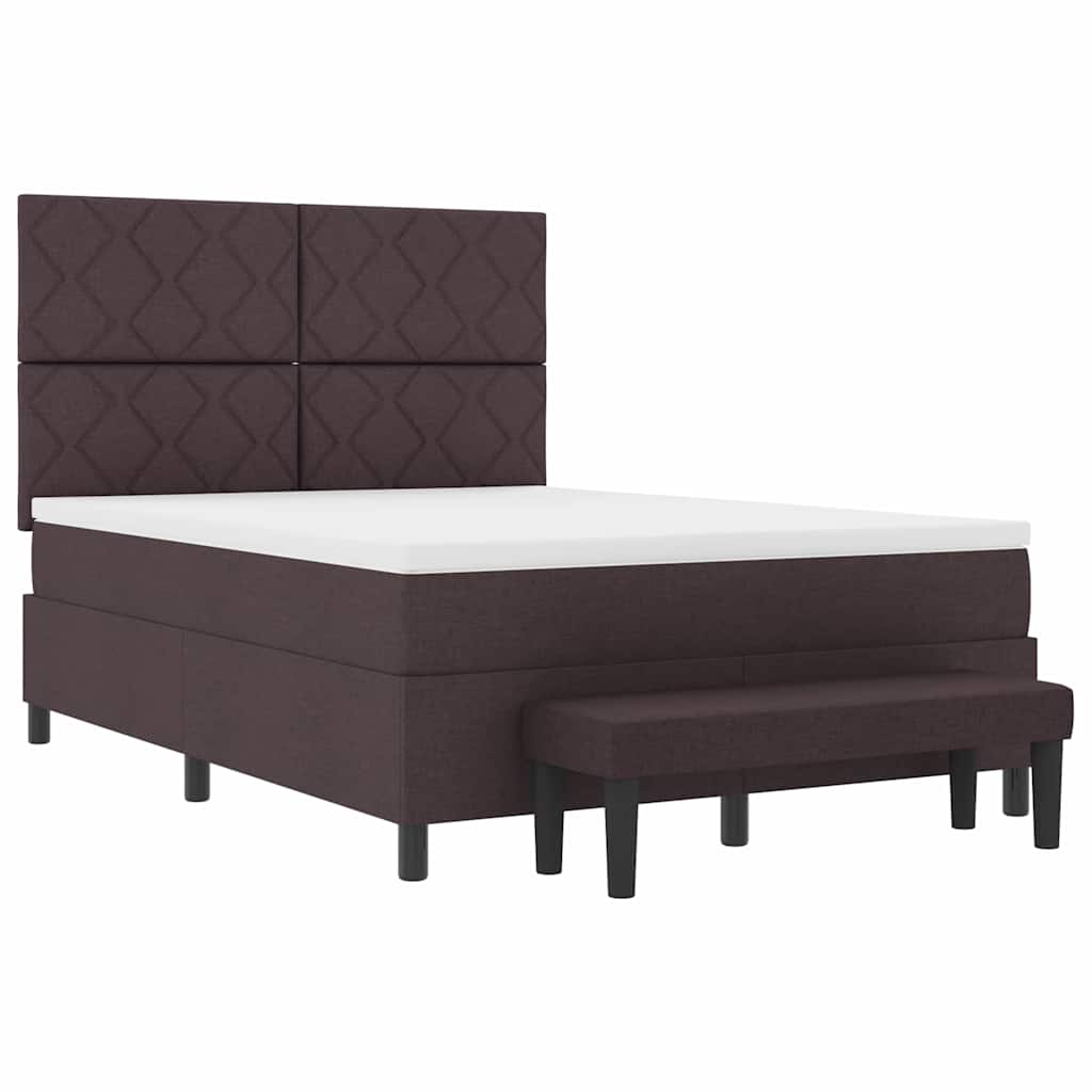 Lit à ressorts avec matelas Marron foncé 160 x 200 cm tissu - XIOS