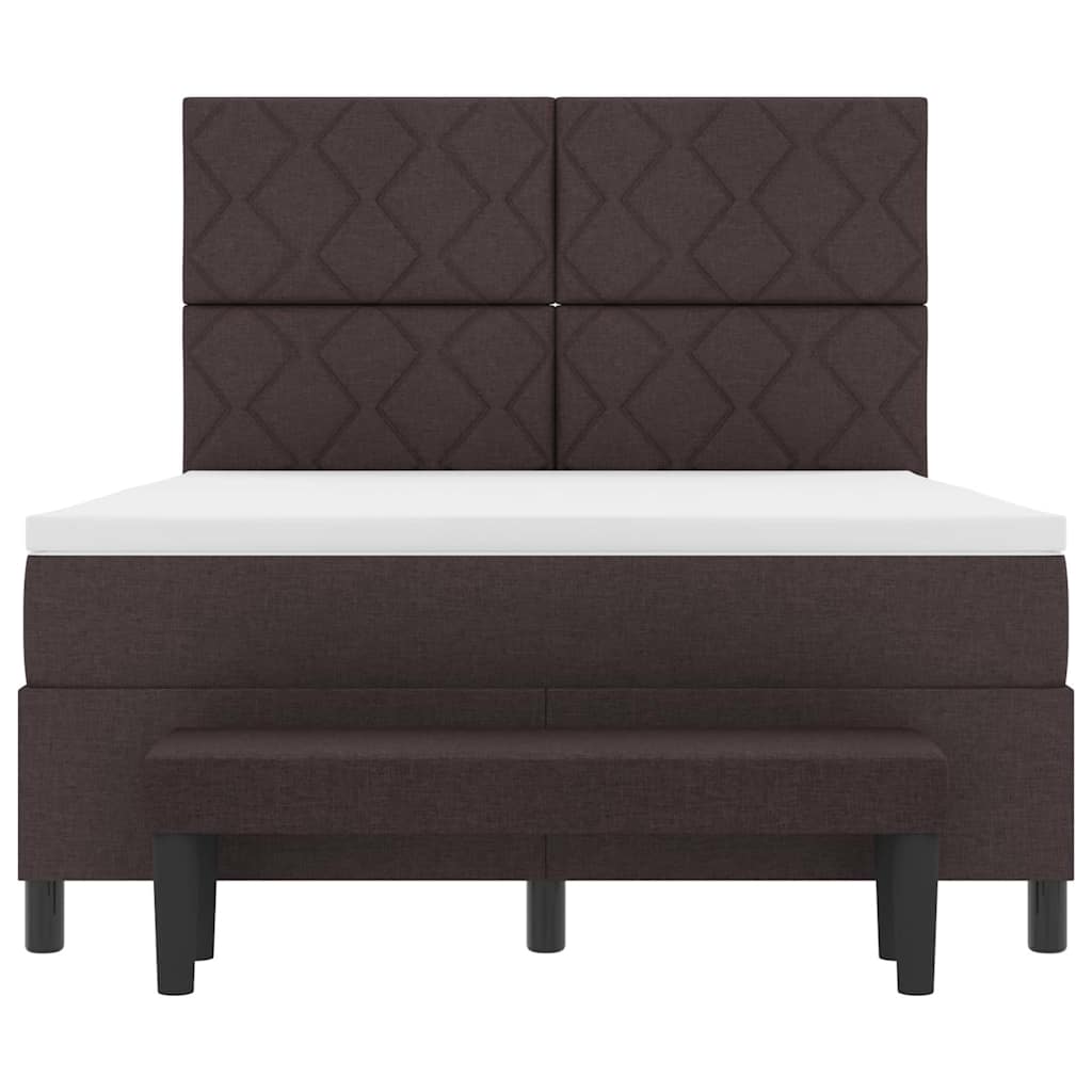 Lit à ressorts avec matelas Marron foncé 160 x 200 cm tissu - XIOS