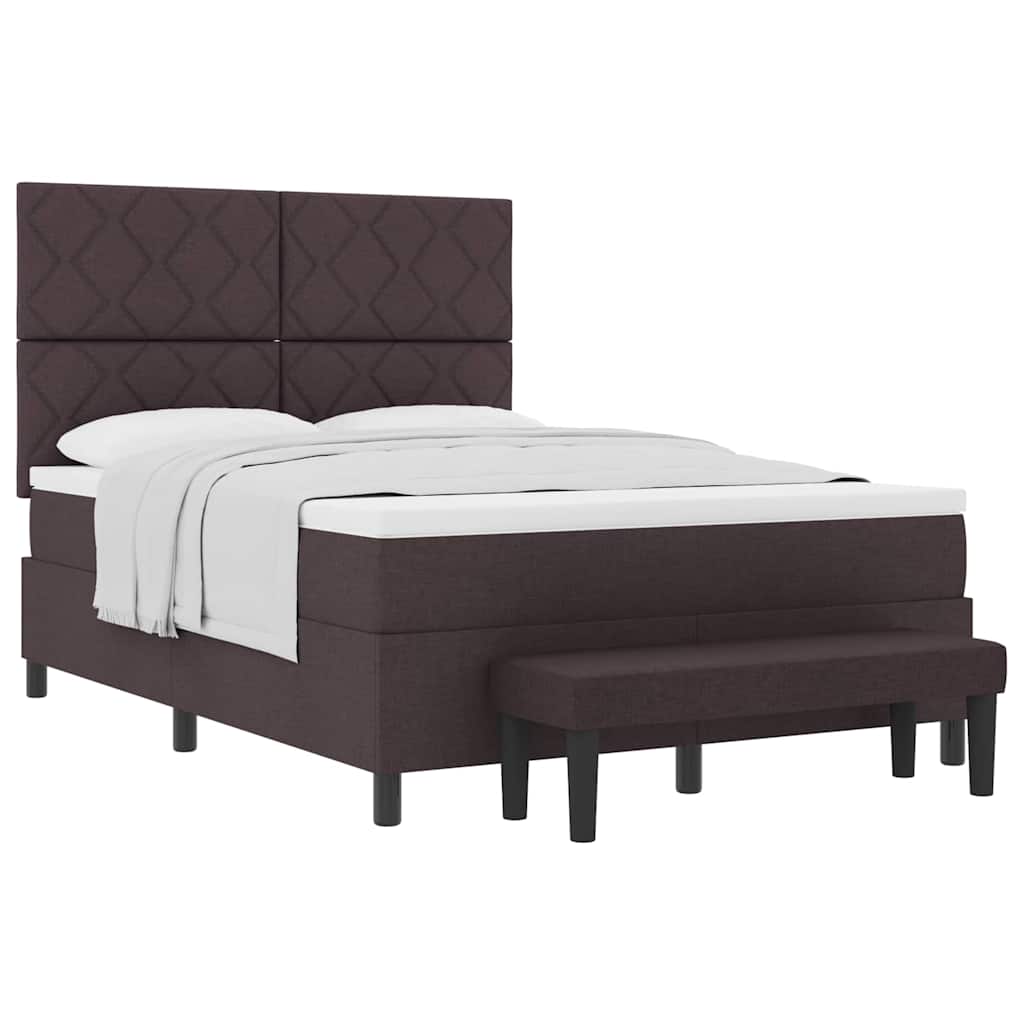 Lit à ressorts avec matelas Marron foncé 160 x 200 cm tissu - XIOS