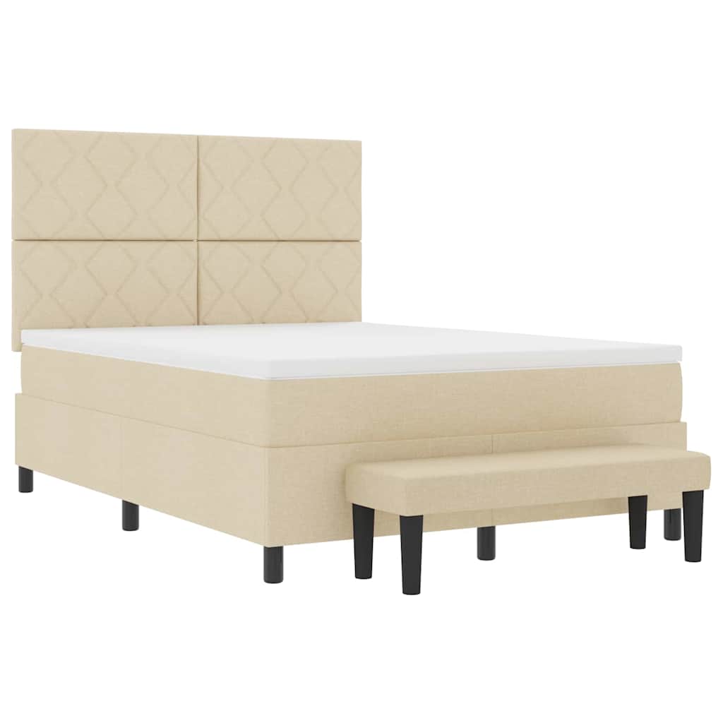 Lit à ressorts avec matelas Crème 160 x 200 cm tissu - XIOS