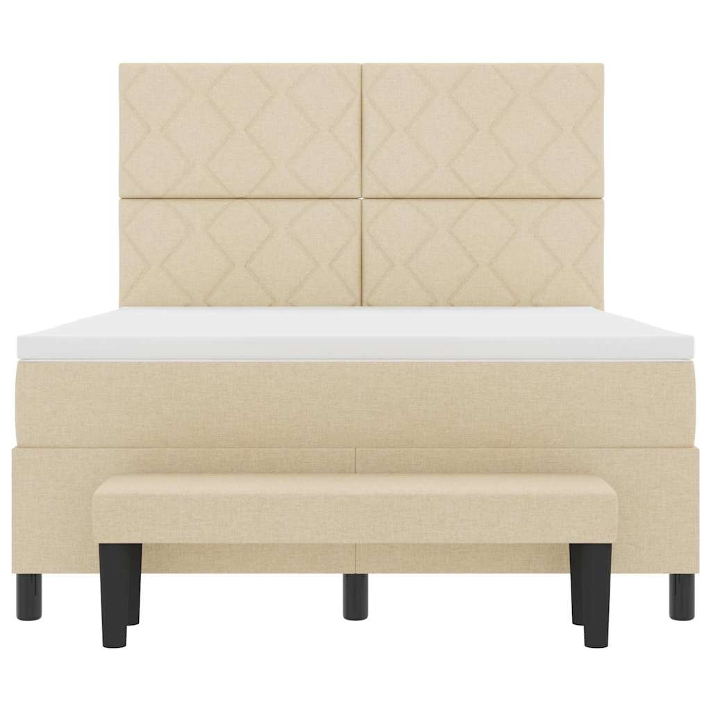 Lit à ressorts avec matelas Crème 160 x 200 cm tissu - XIOS