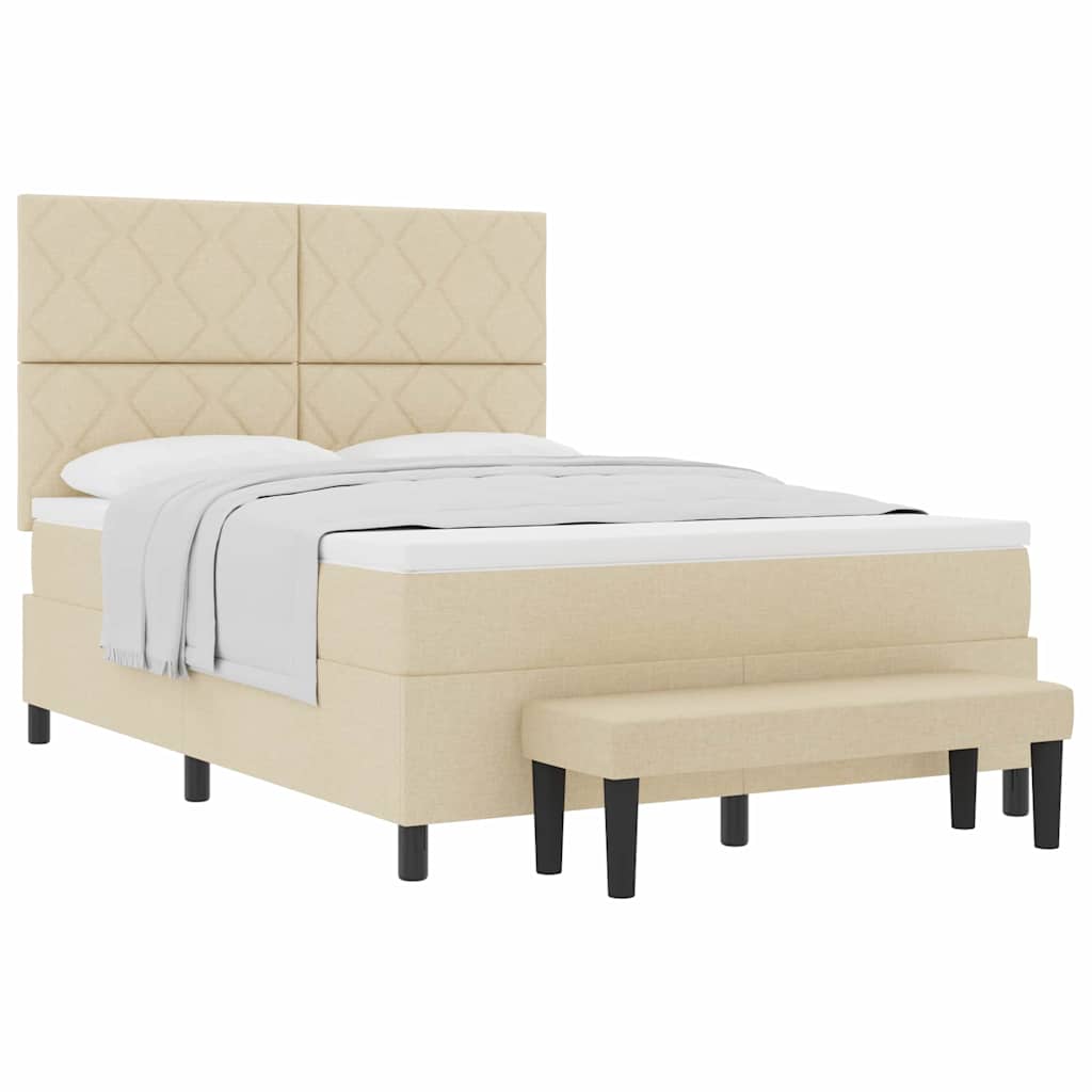 Lit à ressorts avec matelas Crème 160 x 200 cm tissu - XIOS