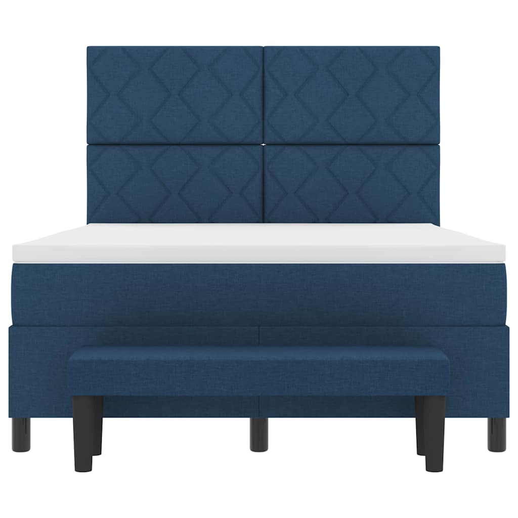 Lit à ressorts avec matelas Bleu 160 x 200 cm tissu - XIOS
