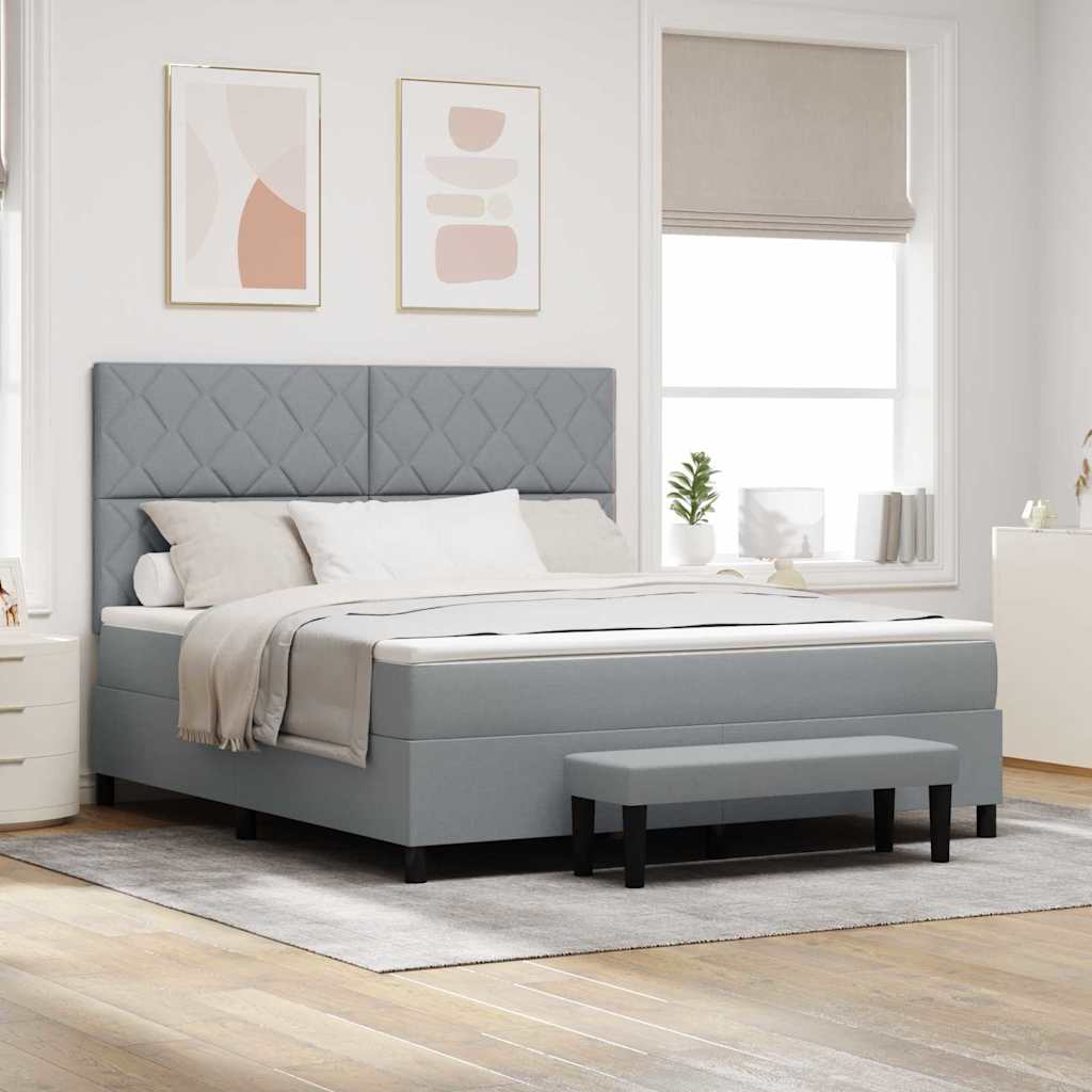 Lit à ressorts avec matelas Gris clair 180 x 200 cm tissu - XIOS